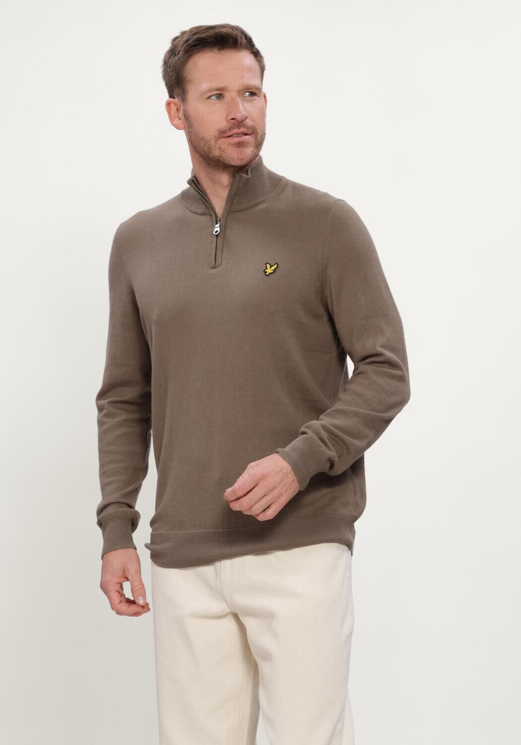 Bruine LYLE & SCOTT Trui COTTON MERINO QUARTER ZIP JUMPER - large