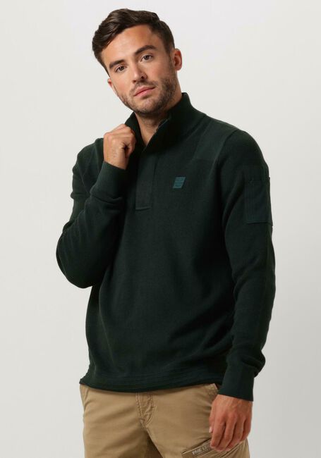 Groene PME LEGEND Trui HALF ZIP COLLAR COTTON KNIT - large
