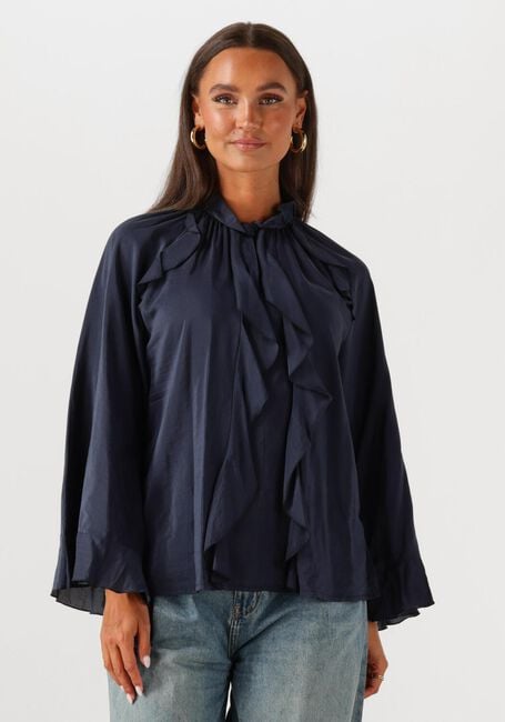 SUMMUM TOP RUFFLES COTTON VISCOSE Blouses Bleu foncé - large