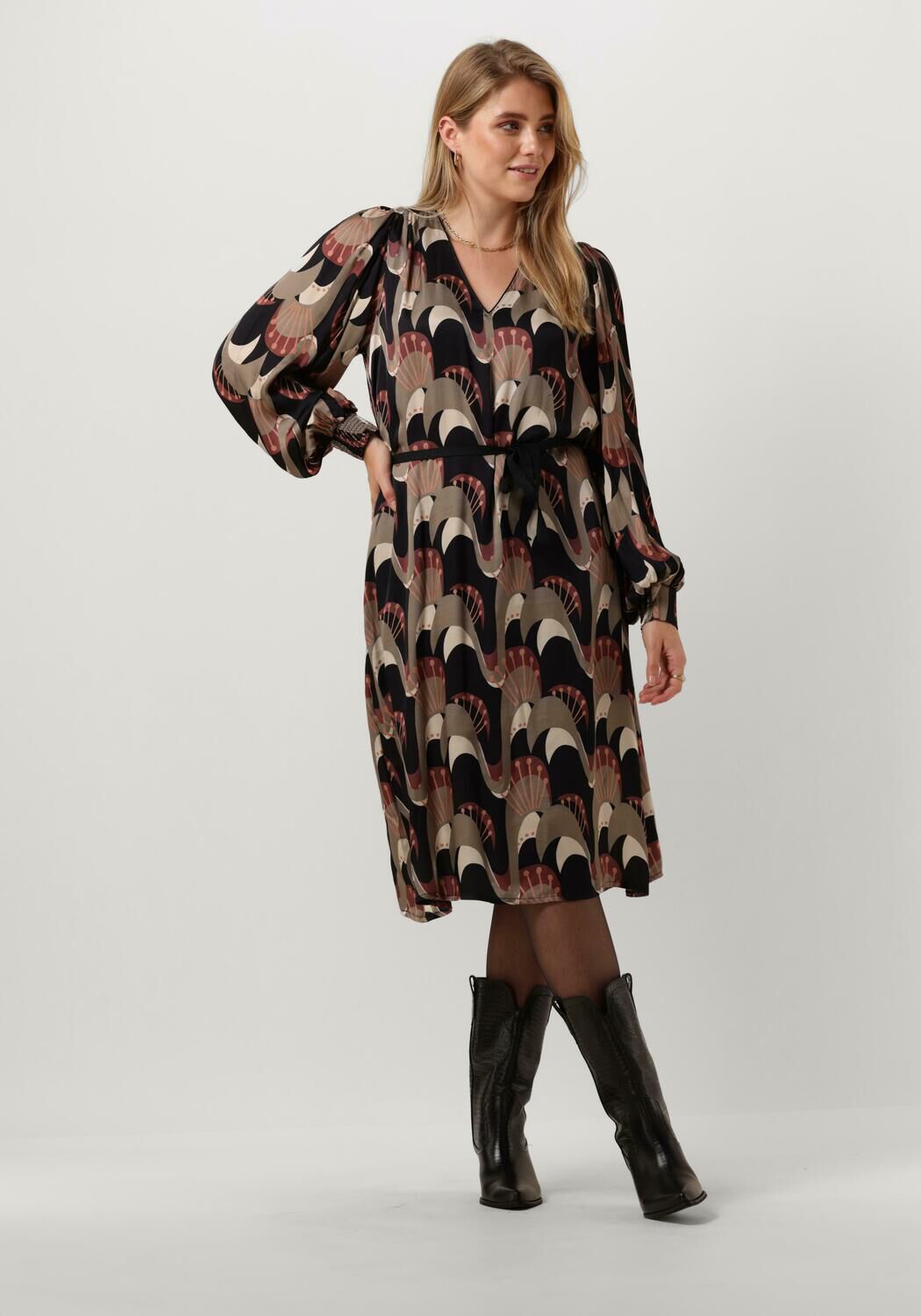 multi summum midi jurk dress abstract peacock