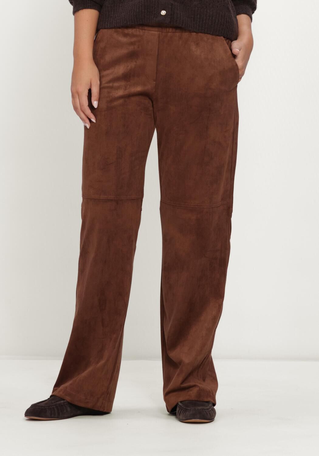 Bruine MAC Pantalon 0455 VELOUR CHIARA WIDE LEG - large