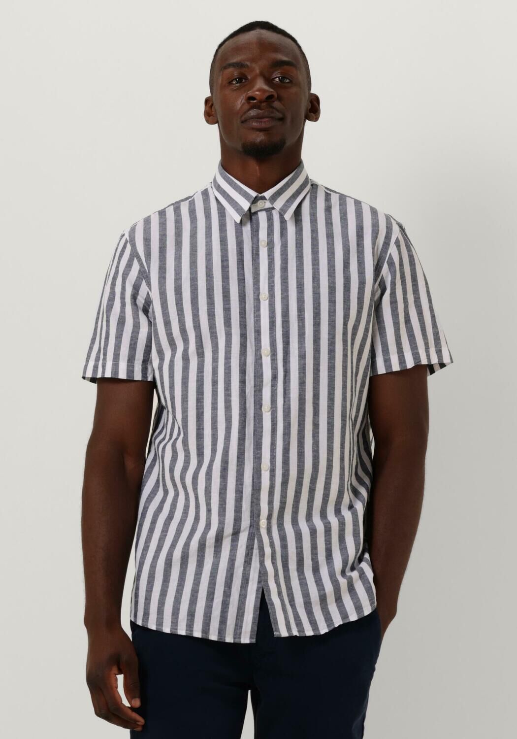 SELECTED HOMME Chemise decontracte SLHSLIMNEW LINEN SHIRTS SS CLASSIC W Bleu fonce Omoda