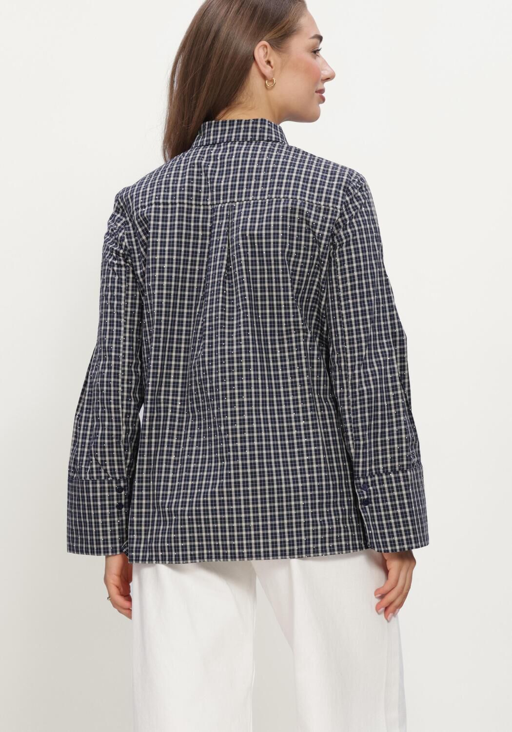Donkerblauwe NEO NOIR  DREW CHECK BEDAZ SHIRT - large