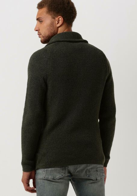 CAST IRON Pull HALF ZIP COLLAR COTTON BOUCLE MOULINE en vert - large