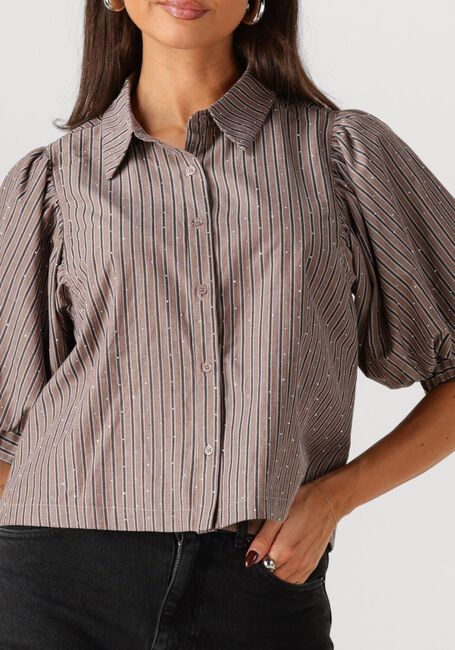 Taupe NEO NOIR Top ETTA SOFT STRIPE STONE SHIRT - large