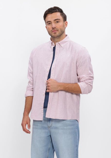 LES DEUX Chemise d&eacute;contract&eacute; KONRAD STRIPE COTTON LINEN SHIRT en rose - large