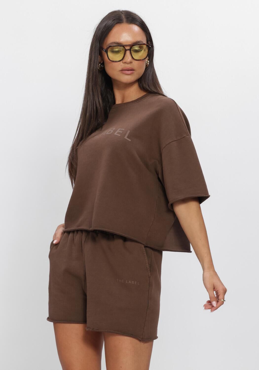 ALIX THE LABEL T-shirt LADIES KNITTED THE LABEL T SHIRT en marron - large