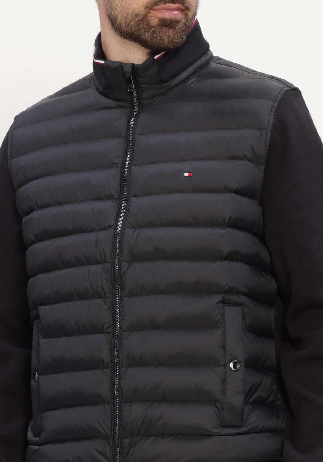 Zwarte TOMMY HILFIGER Trui MIX MEDIA ESS RWB STAND COLLAR - large