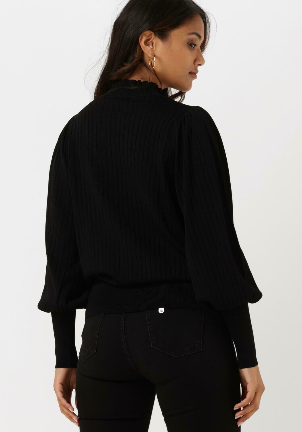Zwarte SUMMUM Trui BALLOON SLEEVE SWEATER VISCOSE POLYAMIDE KNIT Omoda