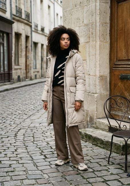 OBJECT Veste matelass&eacute; OBJZHANNA L/S LONG JACKET NOOS en beige - large