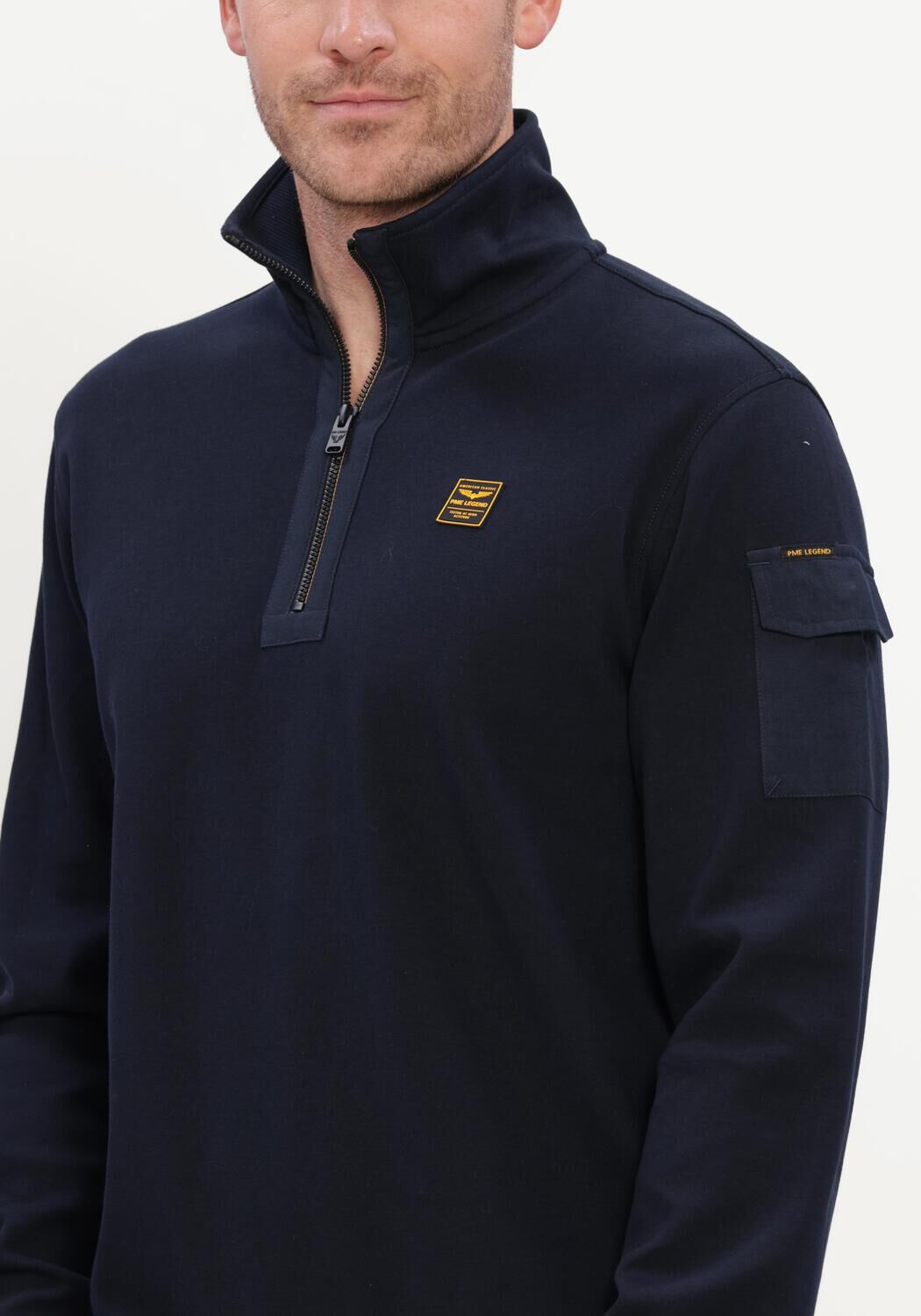 PME LEGEND Pull HALF ZIP COLLAR INTERLOCK JERSEY Bleu fonc&eacute; - large