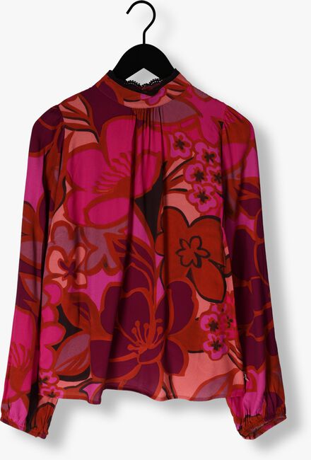 JANSEN AMSTERDAM Blouse WFP105 BLOUSE PRINT WITH PUFFSLEEVES AND TURTLE NECK en rose - large