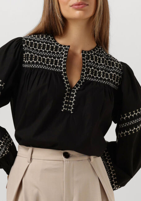 SUMMUM Haut TOP EMBROIDERED COTTON POPLIN en noir - large