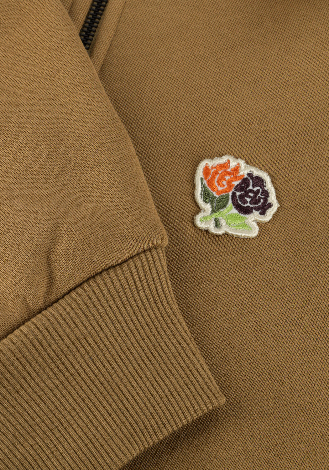 LES DEUX Pull FELIPE PATCH HALF ZIP Kaki - large