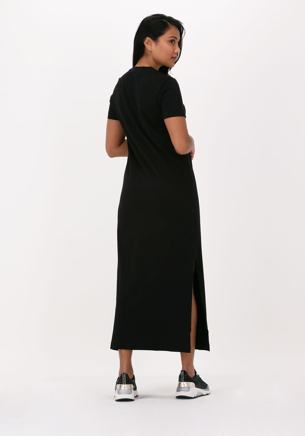 Zwarte CALVIN KLEIN Midi jurk STACKED LOGO T SHIRT DRESS Omoda