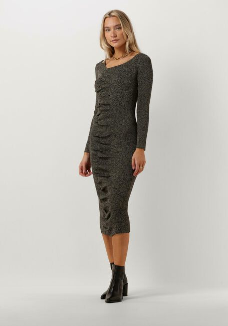 Donkergrijze NOTES DU NORD Midi jurk ICON KNITTED DRESS - large