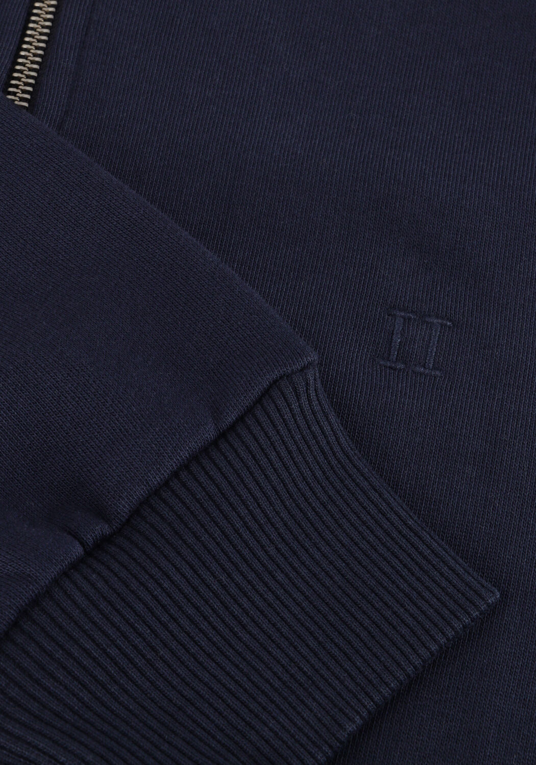 Donkerblauwe LES DEUX Trui NORREGAARD TONAL HALF-ZIP SWEATSHIRT - large