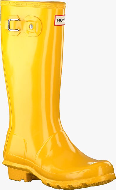 HUNTER Bottes en caoutchouc ORIGINAL KIDS GLOSS en jaune - large