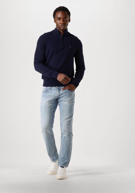TOMMY HILFIGER Pull PIMA ORG CTN CASHMERE ZIP MOCK Bleu foncé - large