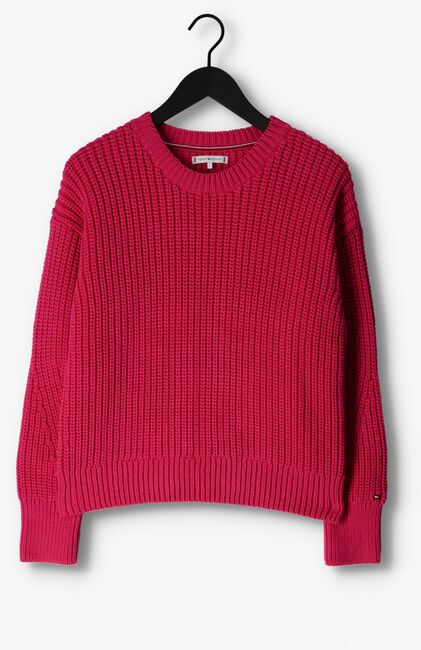 TOMMY HILFIGER Pull ORG COTTON BUTTON C-NK SWEATER en rose - large