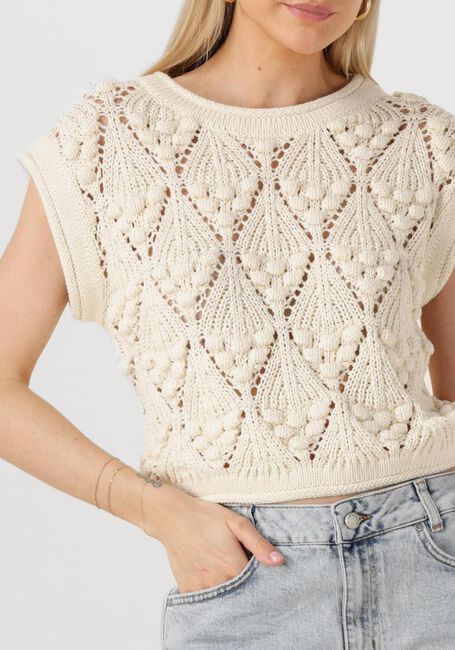 ROUGE EDIT Haut ROUSEVERINE SS O-NECK KNIT TOP Crème - large