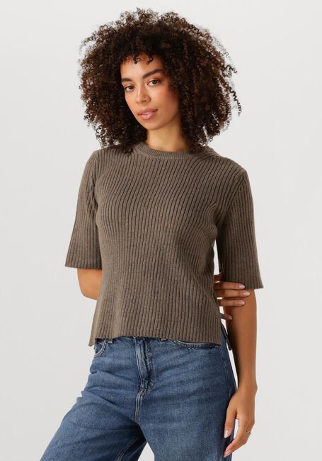 Bruine OBJECT Trui OBJELVA 2/4 RE O-NECK KNIT - large