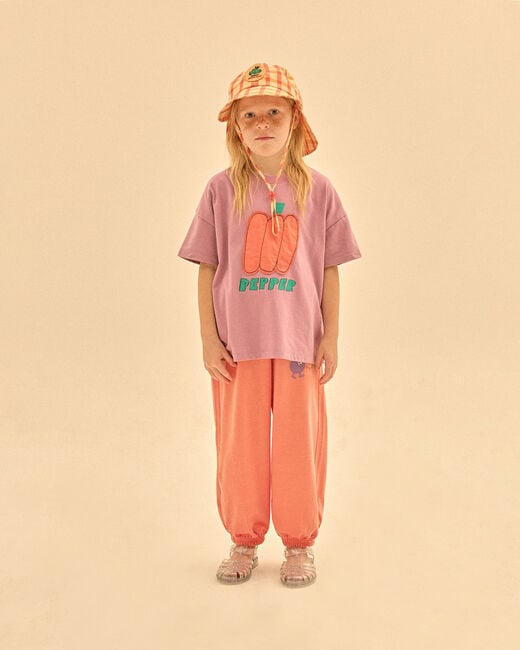 Paarse Jelly Mallow T-shirt BELL PEPPER APPLIQUE T-SHIRT - large