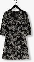 Zwarte JANSEN AMSTERDAM Midi jurk WGE517 EMBROIDERED DRESS 3/4 SLEEVE V-NECK
