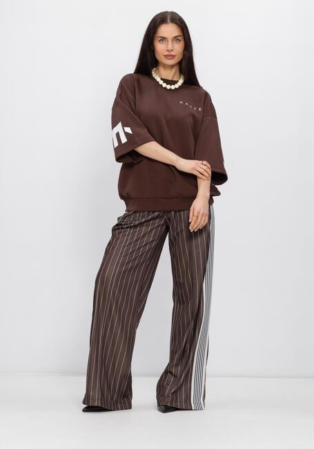 Bruine HAUTE L'AMITI&Eacute; Broeken/jumpsuits BAGGY PIN STRIPE TRACK TALL PANTS - large