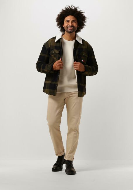TOMMY JEANS Pull TJM CHECK SHERPA LINED OVERSHIRT en vert - large