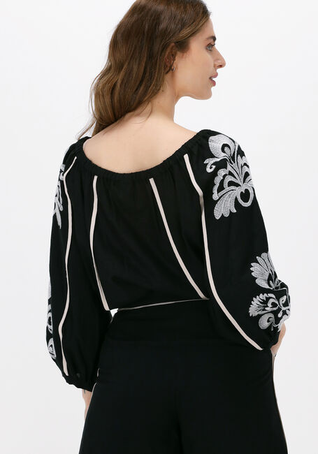 Zwarte ACCESS  LINEN BLOUSE ETHNIC EMBROIDERIES - large