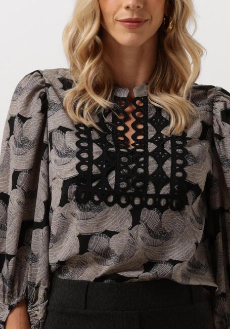 Zwarte JANSEN AMSTERDAM  GF159 BLOUSE AVALON - large