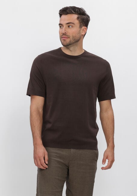 Bruine SELECTED MEN Polo / T-shirt SLHTORINO SS KNIT CREW NECK  NOOS - large