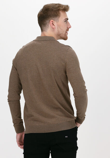 SELECTED HOMME Polo SLHBERG LS KNIT POLO NECK B NO en taupe - large