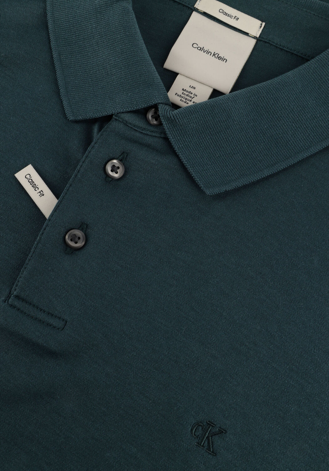 Donkergroene CALVIN KLEIN Polo SS SUPIMA CHEST EMB POLO - large