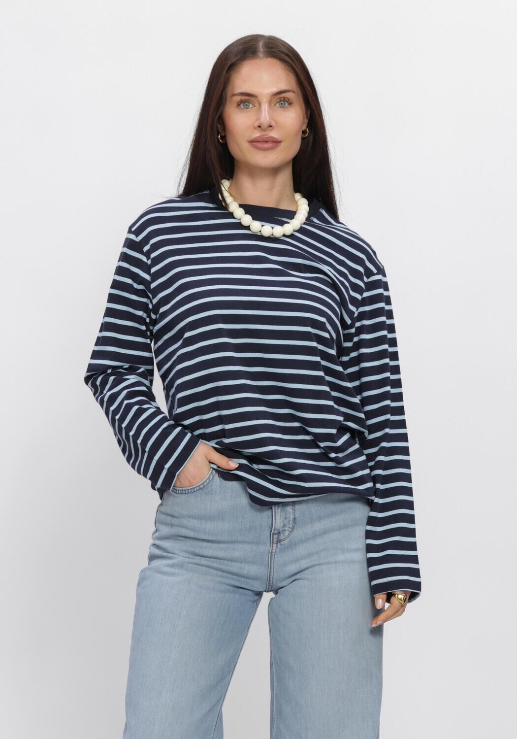 Donkerblauwe ENVII Top ENKULLA LS STRIPE 5310 - large