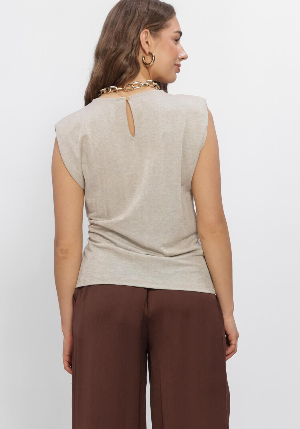 Khaki SUMMUM Tops & T-shirts TOP LINEN LOOK - large