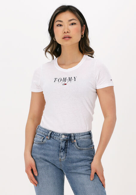 Witte TOMMY JEANS T-shirt TJW SKINNY ESSENTIAL LOGO 1 SS - large