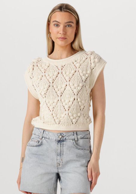 ROUGE EDIT Haut ROUSEVERINE SS O-NECK KNIT TOP Crème - large