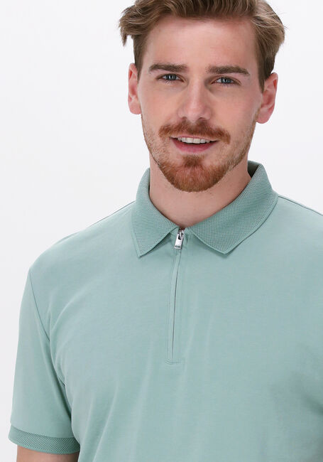 SELECTED HOMME Polo SLHFAVE ZIP SS POLO B en vert - large