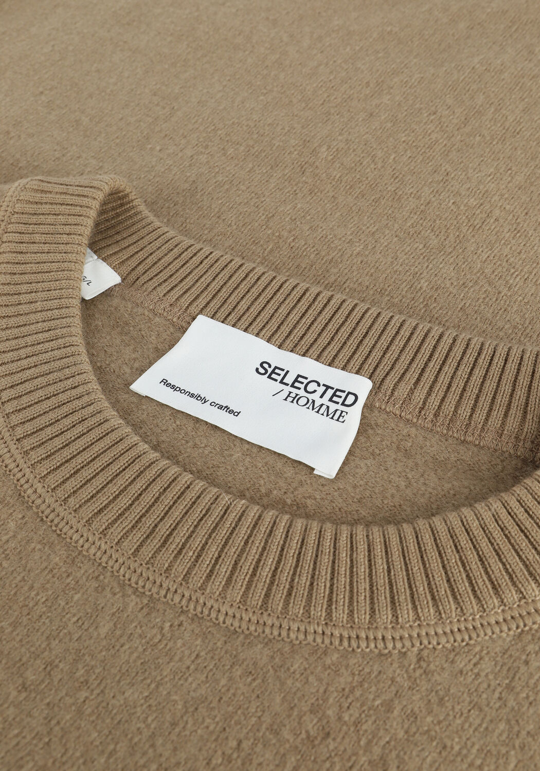 Camel SELECTED MEN Trui SLHPARKON LS KNIT CREW NECK G - large