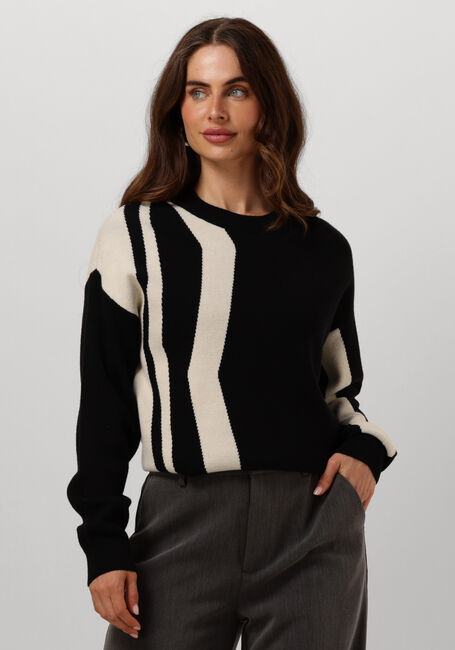 OBJECT Pull OBJRAY LO L/S KNIT PULLOVER AOP en noir - large