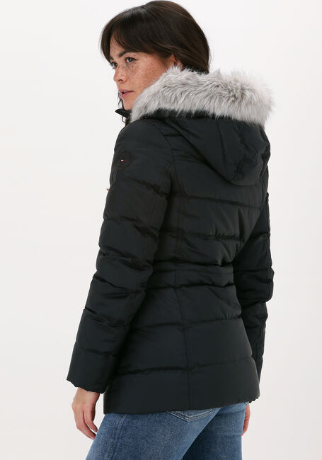 Zwarte TOMMY HILFIGER Gewatteerde jas TH ESS TYRA DOWN JKT WITH FUR - large