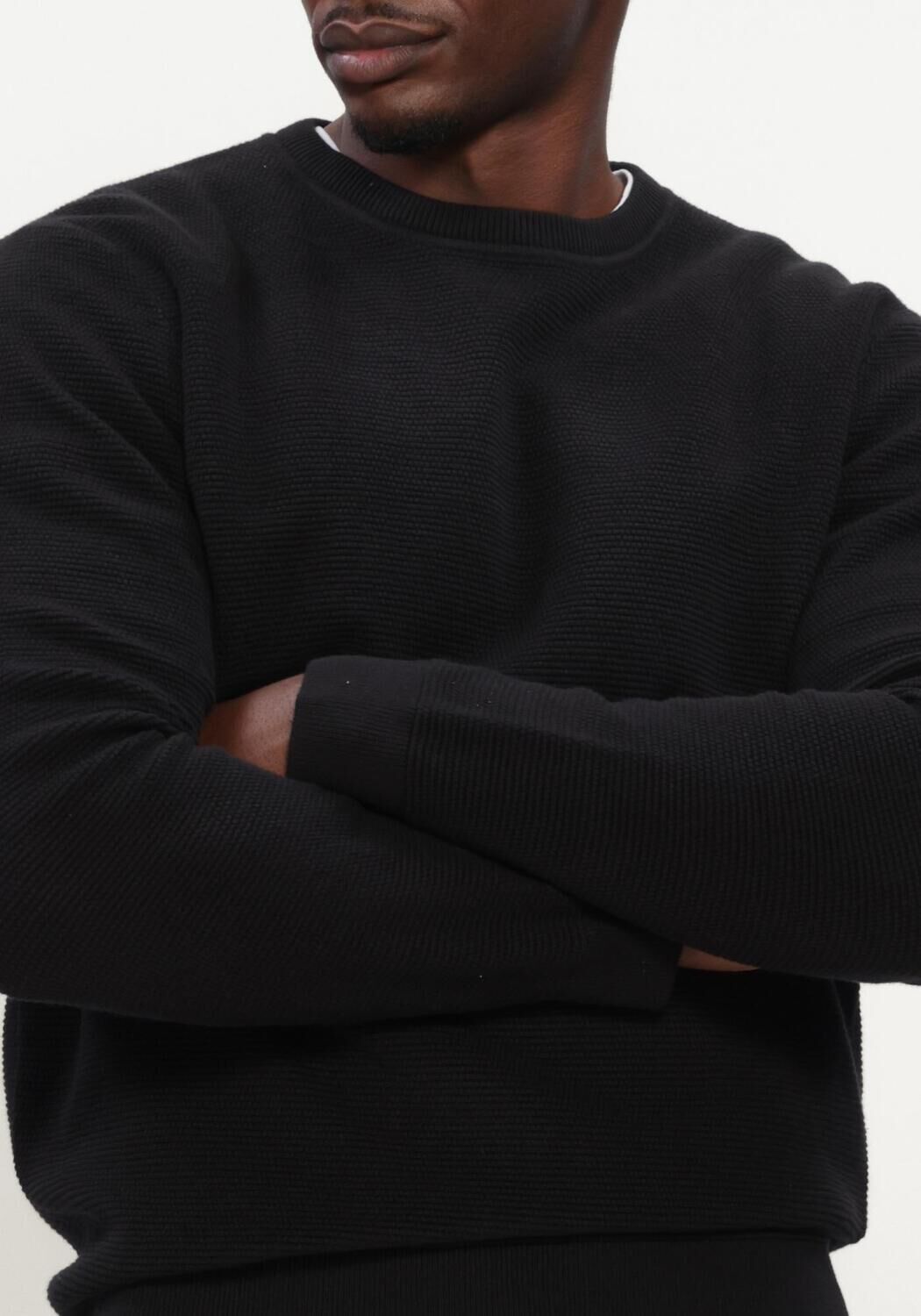 SELECTED MEN Pull SLHROSS LS KNIT STRUCTURE CREW NECK NOOS en noir - large