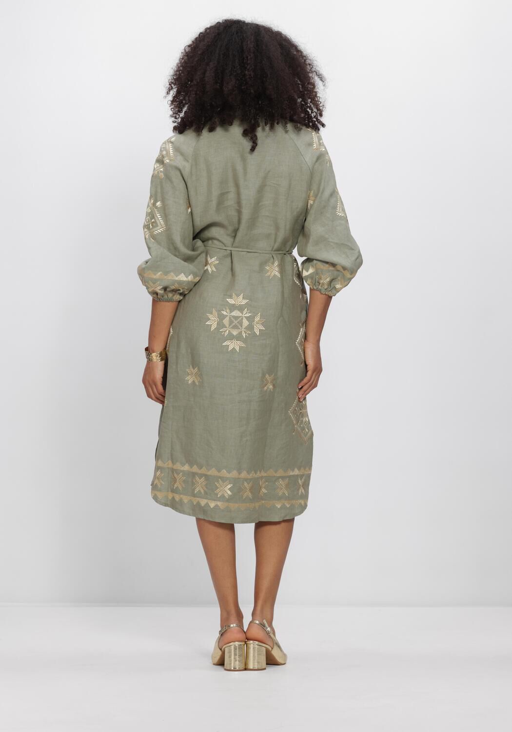 GREEK ARCHAIC KORI Robe midi S26K-2143242 en vert - large