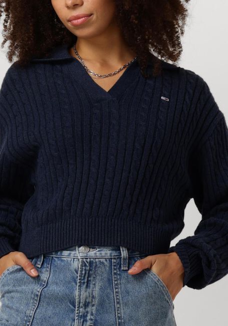 TOMMY JEANS Pull TJW CABLE RUGBY SWEATER en bleu - large
