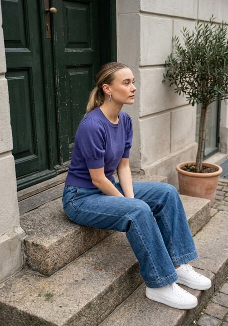 Blauwe MINUS Top LIVA KNIT TEE - large