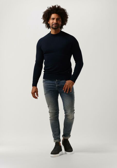 DSTREZZED Pull MOCK NECK SOFT COTTON MELANGE Bleu foncé - large