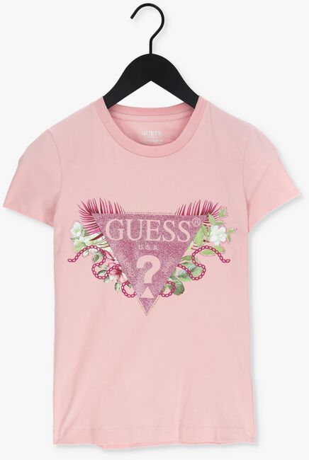 GUESS T-shirt SS CN FLORIA TEE Rose clair - large