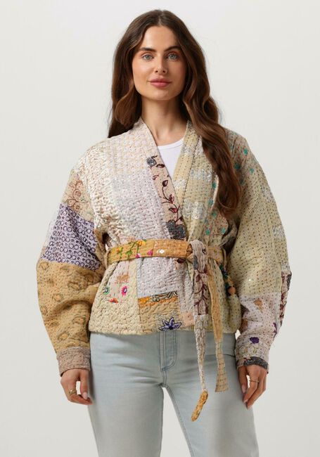 SISSEL EDELBO Kimono AURORA EMBROIDERY PATCHWORK JACKET en beige - large